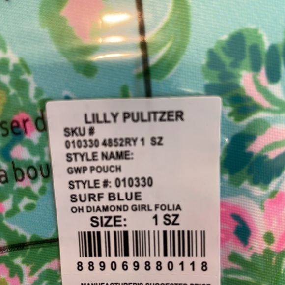 Lilly Pulitzer Zip Pouch Turquoise Blue Toiletry Bag Cosmetic Case Floral NWT - Picture 7 of 7